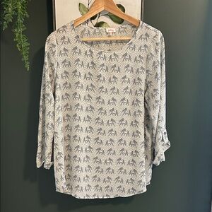 Gray Elephant Pattern Blouse